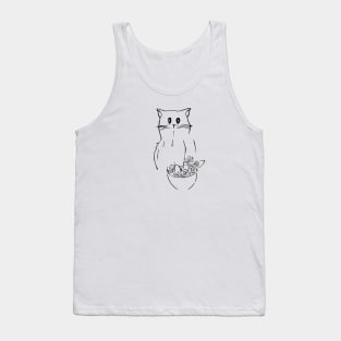 Cat and Flower Pot Tank Top